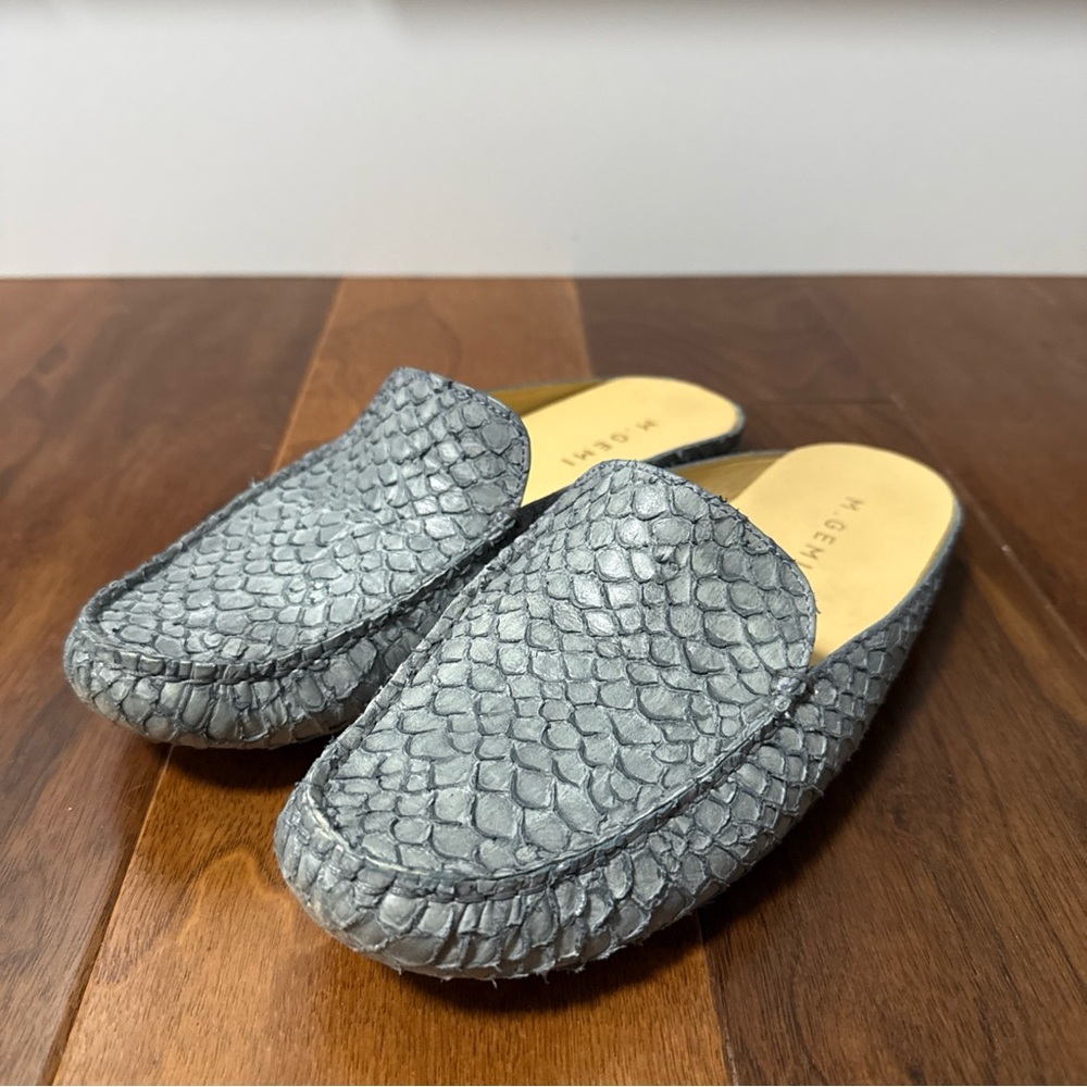 M. Gemi Felize Mule womens size 39 slate blue loafers Italian